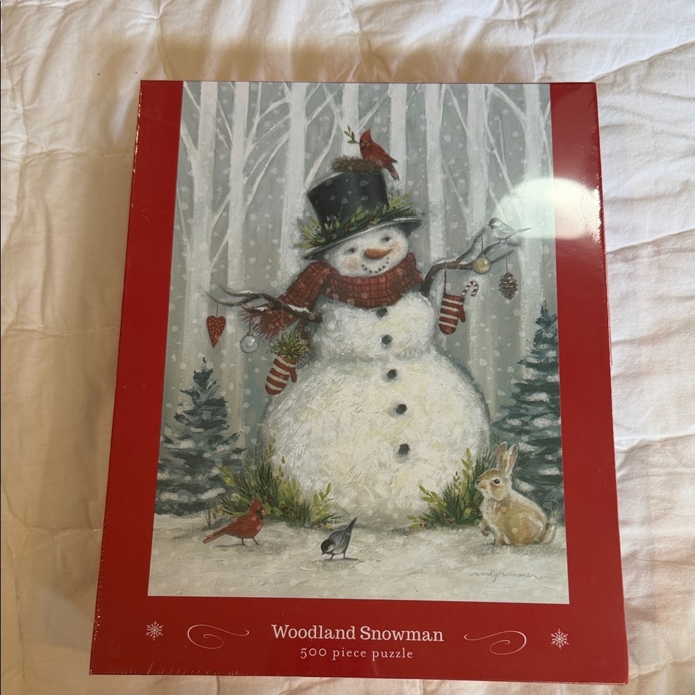 Demdaco Festive Snowman Puzzle with Red Border